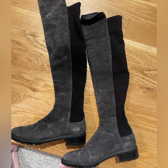 Stuart Weitzman 5050 Over-The-Knee-Suede Boots, Slate Gray, Size 8.5 - Picture 5 of 5